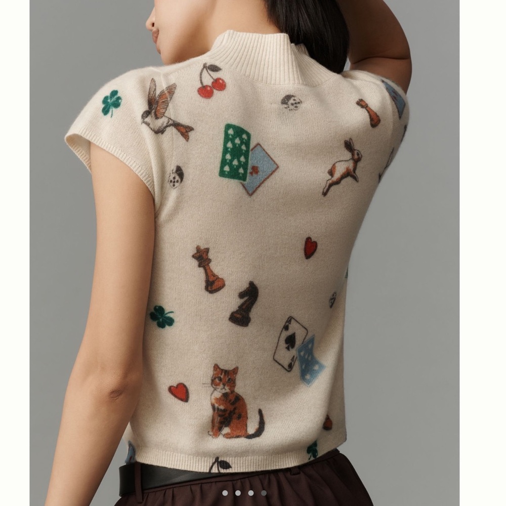 ❣️Anthropologie Cashmere Short Sleeve Sweater Tee Maeve Mock Neck New Small